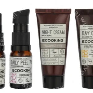 Ecooking Skincare Starter Kit 115ml Cleansing Gel 50ml/Daily peel 10ml/Day Cream 15ml/Night Cream 15ml/Moisturizing Serum 10ml/Multi Bal fles