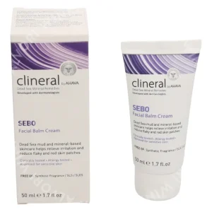 Ahava Clineral SEBO Facial Balm Cream 50ml Approved Sor Sensitive Skin fles en verpakking