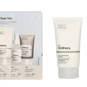The Ordinary The Clear Set 110ml Cleansing Cream 50ml/Face Serum 30ml/Face Cream 30 ml fles en verpakking