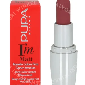 Pupa I'm Matt Lipstick 3.5g #013 Brown Rose fles en verpakking
