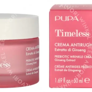 Pupa Timeless Plus Prebiotic Wrinkle Cream 50ml Ginseng Extract fles en verpakking