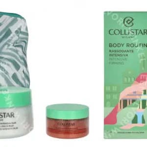 Collistar Body Routine Intensive Firming Set 550ml Cream Plus 400ml/Firming Thalasso-Scrub 150 ml/Travel bag fles en verpakking