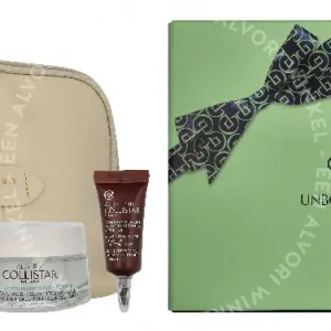 Collistar Attivi Puri Set 55ml Aquagel Hyaluronic Acid Cream 50 ml / Mini Pure Active Eye Contour 5 ml / Pouch fles en verpakking