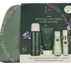 Rituals Jing Giftset 190ml Body Cream 70ml/Dry Oil 50ml/Pillow & Body Mist 20ml/Foaming SG 50ml verpakking