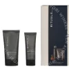 Rituals Homme Medium Giftset 410ml Charcoal Face Scrub 125ml/Shower Foam 200ml/Strengthening Caffeine Shampoo 70ml/Travel - L'Essentiel 15 ml fles en verpakking