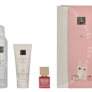 Rituals Sakura Medium Giftset 440ml Body Cream 100ml/Body Scrub 125g/Foaming Shower Gel  200ml/Travel - Rêve de Hanami 15ml fles en verpakking