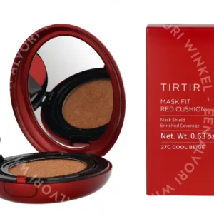 Tirtir Mask Fit Red Cushion Foundation SPF40 18g #27C Cool Beige fles en verpakking