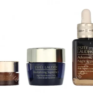 E.Lauder Nighttime Experts Set 50ml Advanced Night Repair Complex 30ml/Advanced Night Repair Eye Gel-Cream 5ml/Supreme+ Night Power Bounce Cream 15ml fles