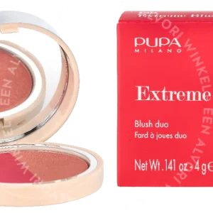 Pupa Extreme Blush Duo Effect Compact Blush 4g #140 Radiant Flamingo - Glow Creamy fles en verpakking
