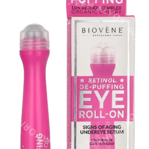 Biovene De-Puffing Eye Roll-On Device 15ml Organic Cherry fles en verpakking