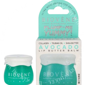 Biovene Plump-Me Yummy! Avocado Lip Butter Balm 8g  fles en verpakking