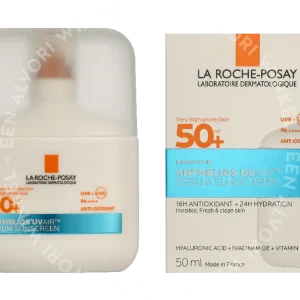 LRP Anthelios UVAIR Serum Sunscreen SPF 50+ 50ml  fles en verpakking