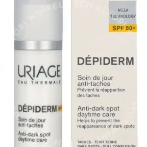 Uriage Depiderm Anti-Brown Spot Daytime Care SPF50+ 30ml  fles en verpakking