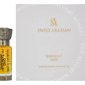 Swiss Arabian Shaghaf Oud Concentrated Perfume Oil 12ml  fles en verpakking