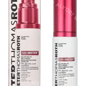 P.T. Roth Even Smoother Glycolic Retinol Resurfacing Serum 30ml  fles en verpakking