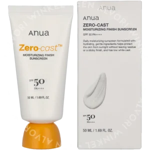 Anua Zero-Cast Moisturising Finish Sunscreen 50ml  fles en verpakking
