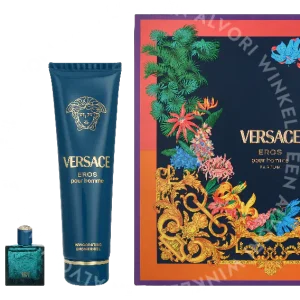 Versace Eros Pour Homme Giftset 255ml Parfum Spray 100ml/Shower Gel 150ml/Edp Spray 5ml fles en verpakking