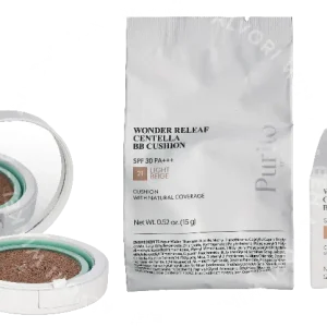 Purito Seoul Wonder Releaf Centella BB Cushion Duo Set 30g #21 Light Beige 2x15g fles en verpakking