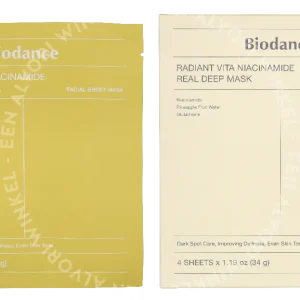 Biodance Radiant Vita Niacinamide Real Deep Mask 136g 4 Sheets fles en verpakking